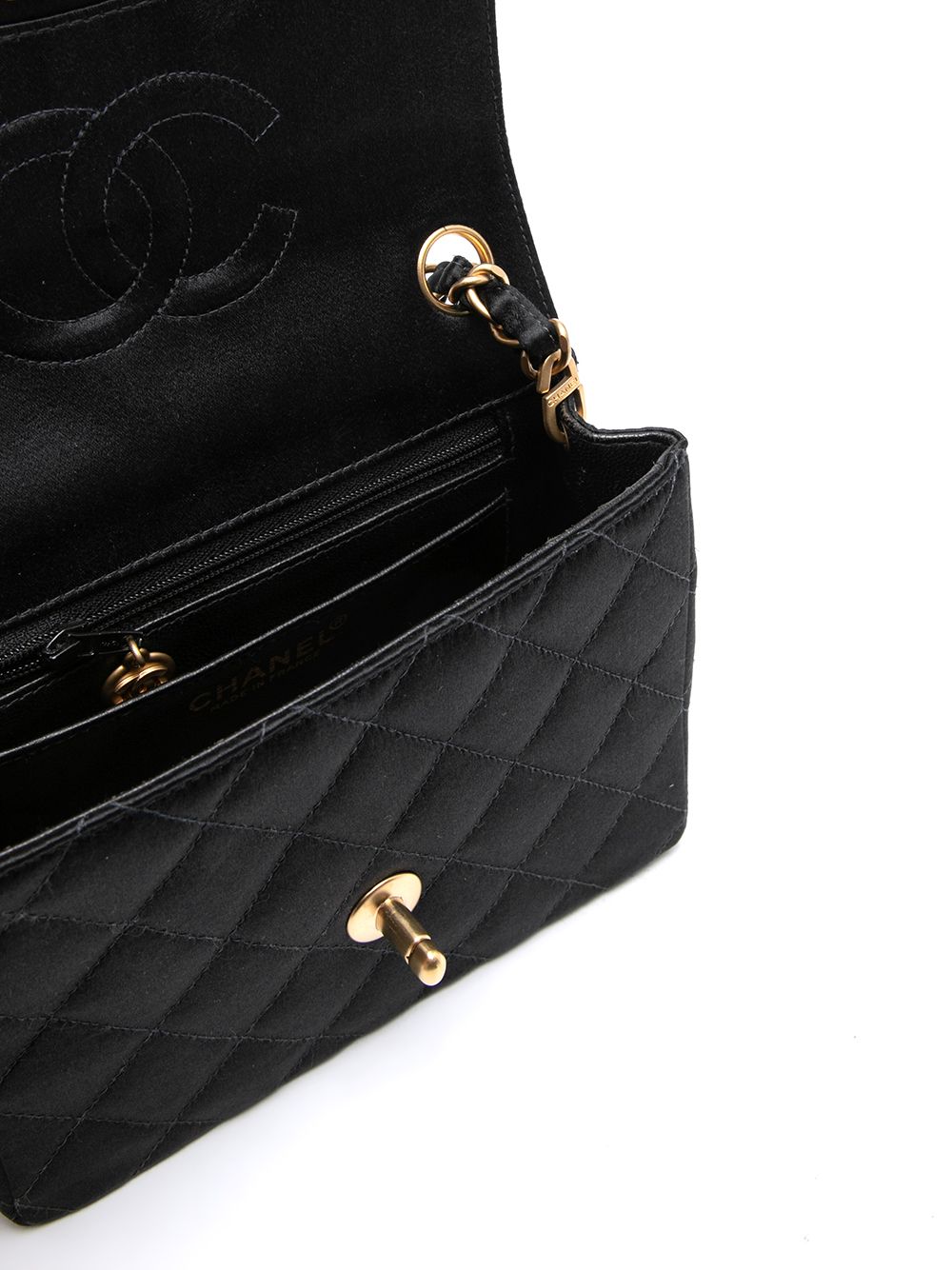 Chanel Vintage Black Satin Mini Square Flap Bag