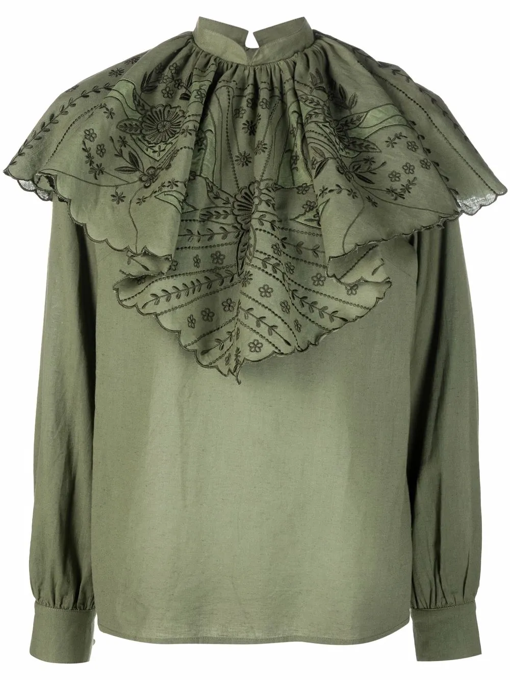 

ETRO ruched floral-embroidery blouse - Verde