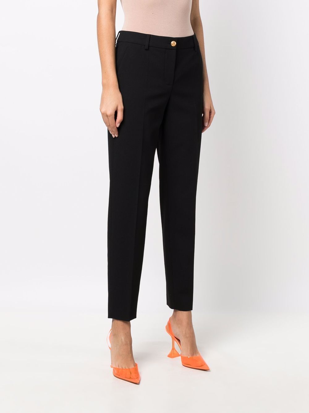 Shop Boutique Moschino Mid-rise Slim-fit Trousers In Schwarz