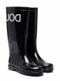 Douuod Kids logo rubber wellington boots - Black