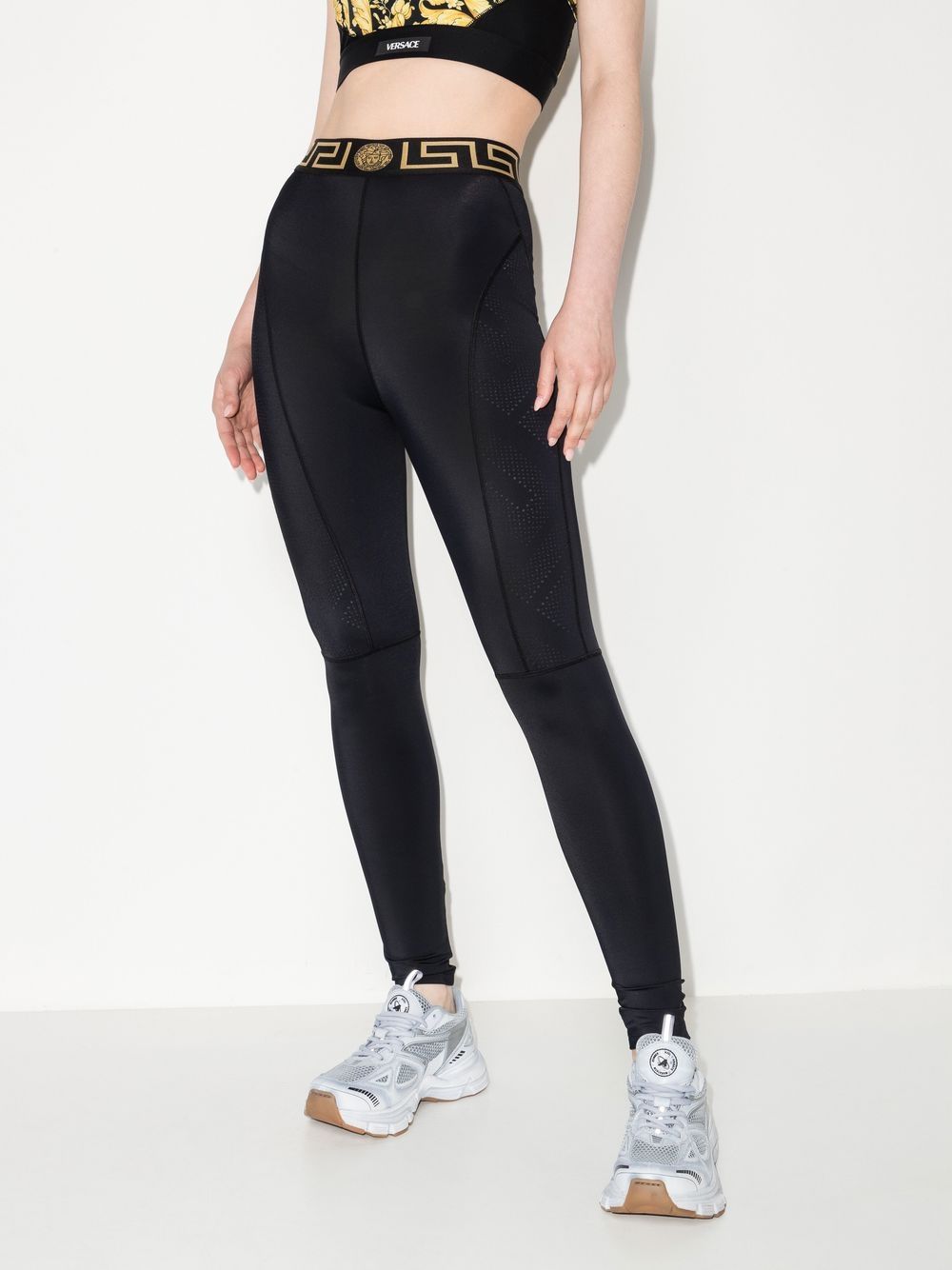 Image 2 of Versace Greca-waistband performance leggings