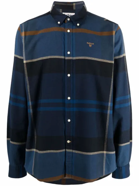 barbour logo刺绣条纹衬衫