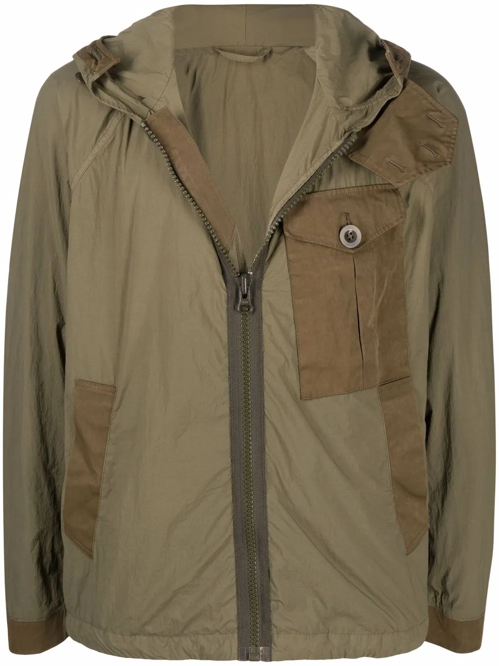 Ten C Panelled Hooded Jacket In Olive Scuro | ModeSens