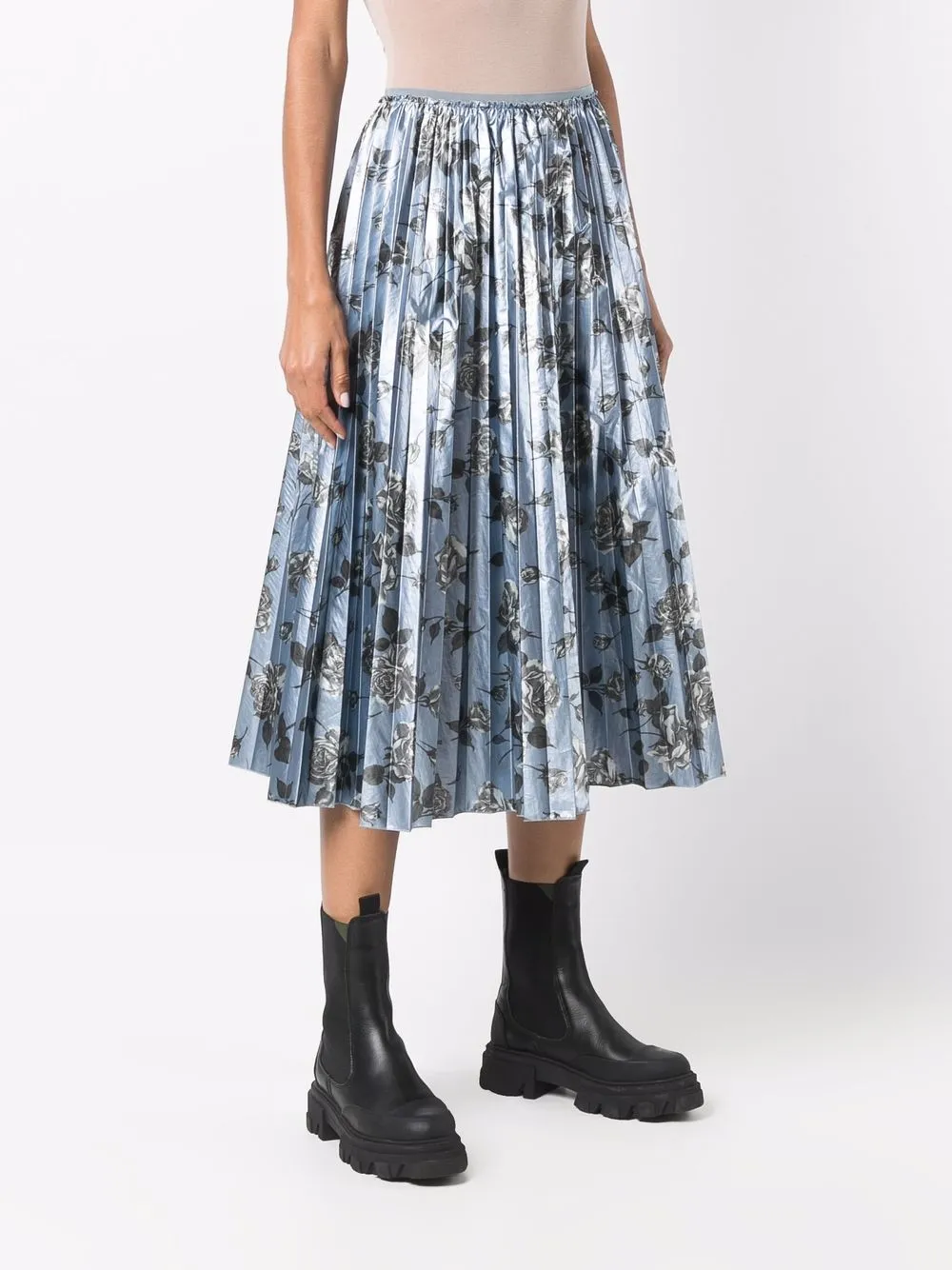 фото Red valentino плиссированная юбка с цветочным принтом