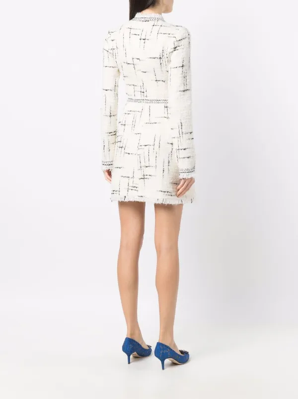 Giambattista Valli Tweed Knit Longsleeve Dress - White