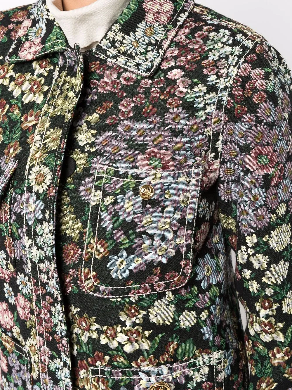 фото Giambattista valli куртка-рубашка с цветочной вышивкой