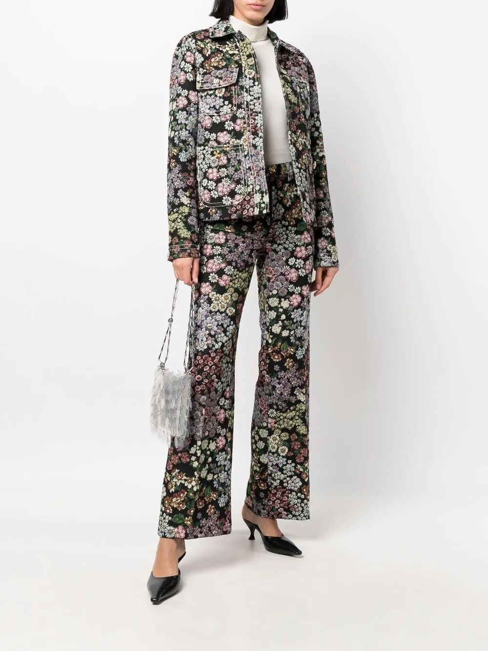 фото Giambattista valli куртка-рубашка с цветочной вышивкой