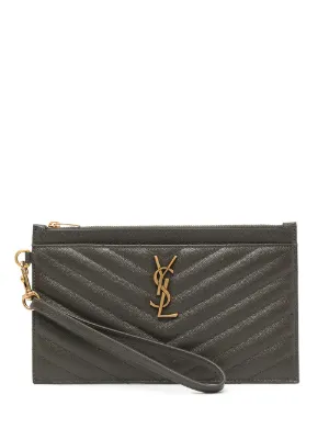ysl monogram leather clutch