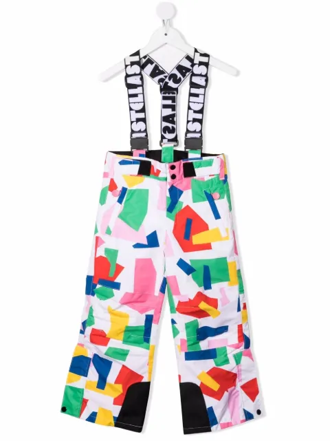 Stella McCartney Kids بنطال بحمالات وطبعة هندسية