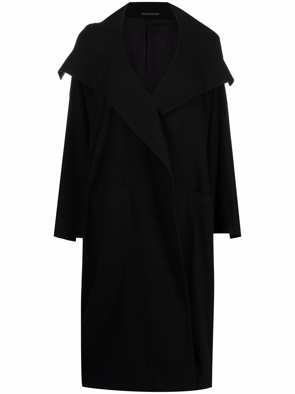 фото Yohji yamamoto однобортное пальто из смесовой шерсти с капюшоном