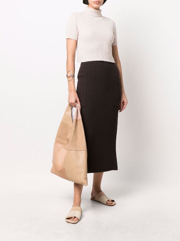 Shop Auralee knitted mid-length skirt with Express Delivery
