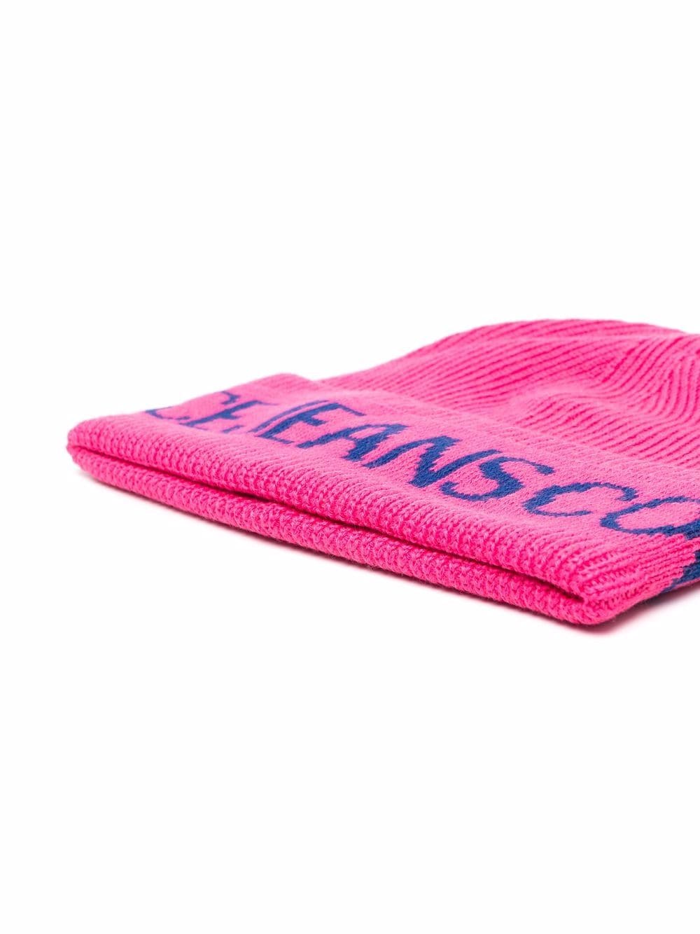 Shop Versace Jeans Couture Logo Beanie Hat In Pink
