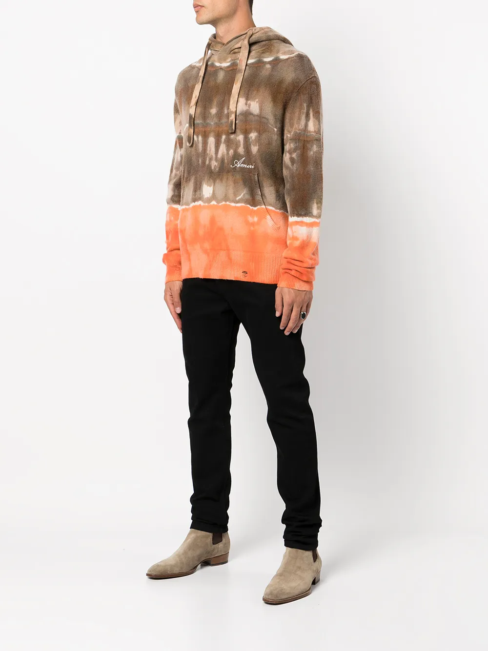 Amiri Hoodie Aus Kaschmir Mit Batikmuster   Braun 