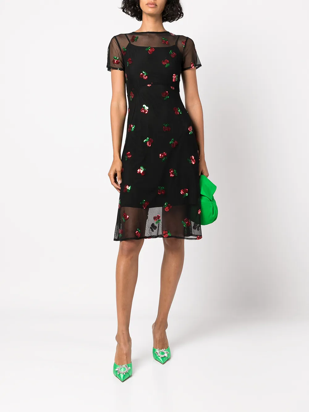Hvn Liny Cherry Midi Dress In Black ModeSens