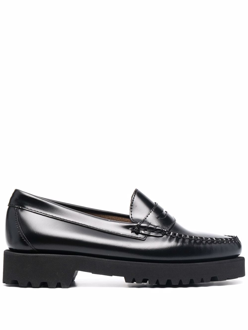 glossy leather loafers