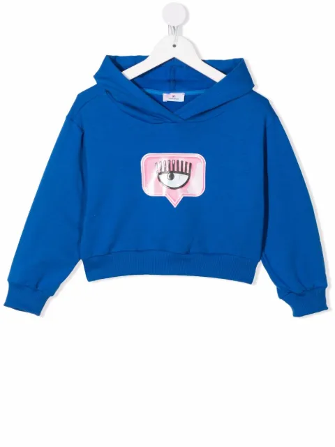 Chiara Ferragni Kids Moletom cropped Eyelike com capuz