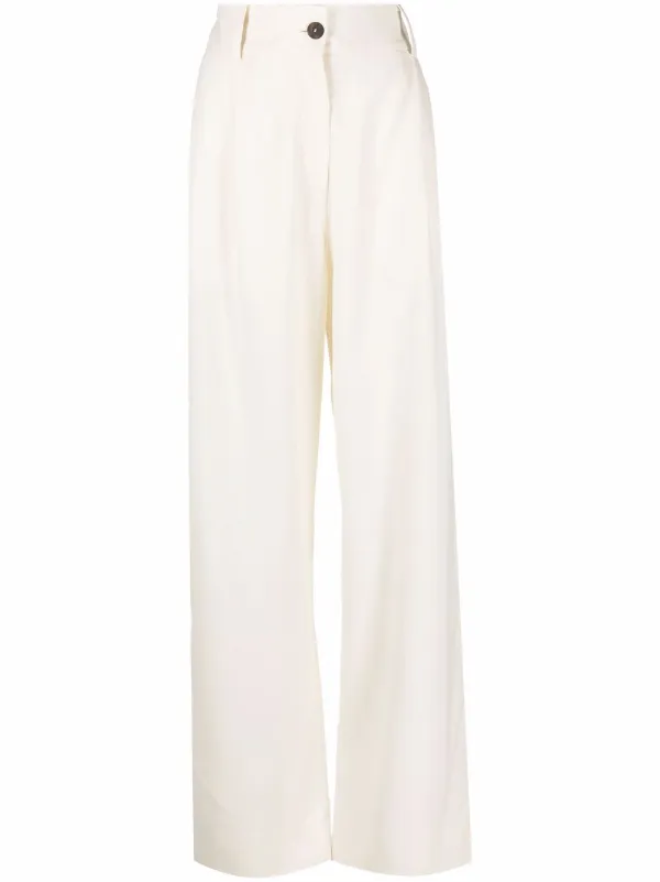 Studio Nicholson High Waisted Straight Leg Trousers in Neutrals
