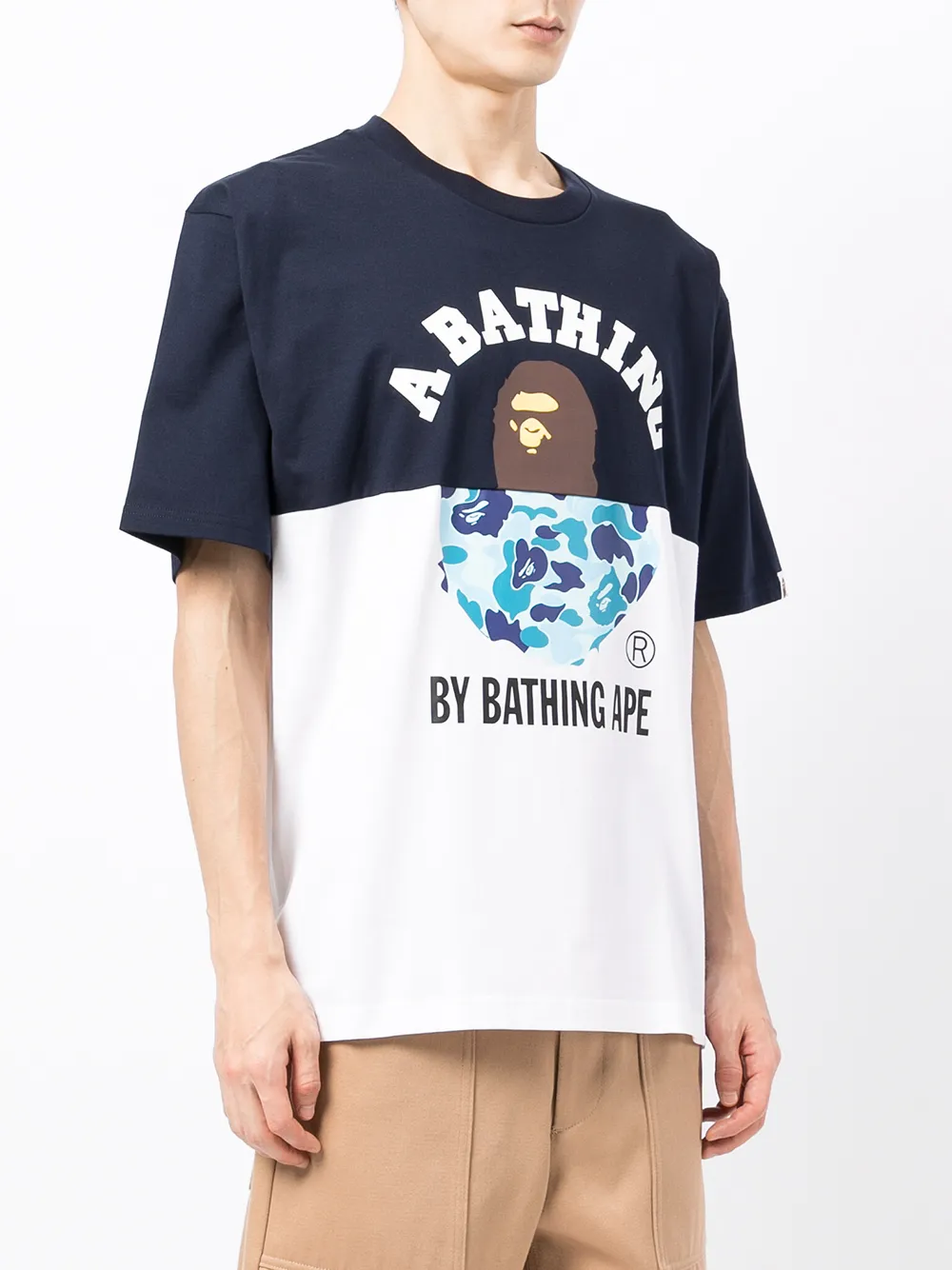 фото A bathing ape® футболка в стиле колор-блок с логотипом