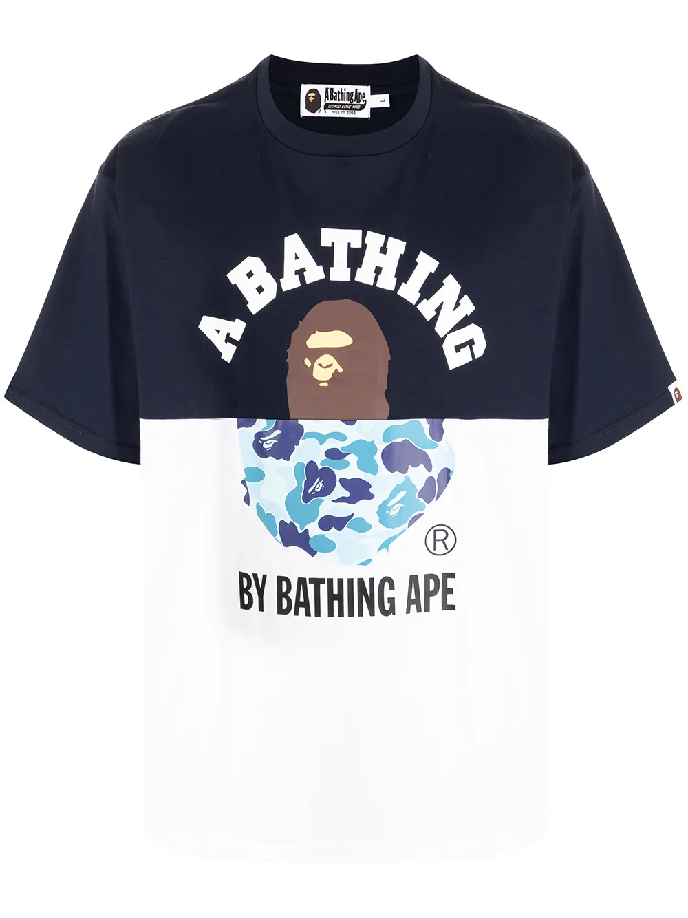 A BATHING APE® Colourblock Logo Print T-shirt - Farfetch