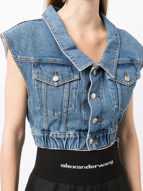cropped denim vest