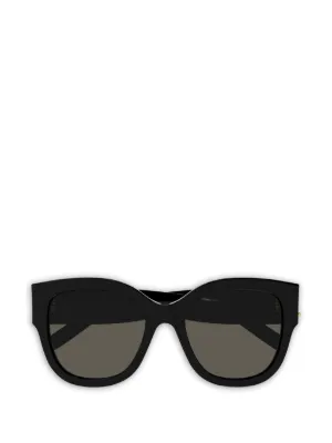 Miu Miu Eyewear logo-plaque Rectangular Sunglasses | Black | FARFETCH