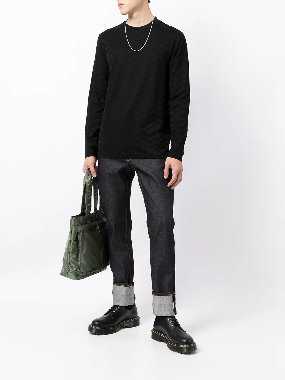 фото Emporio armani топ с длинными рукавами и узором зигзаг