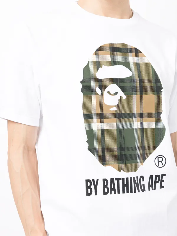 A BATHING APE® Plaid Logo Print T-shirt 