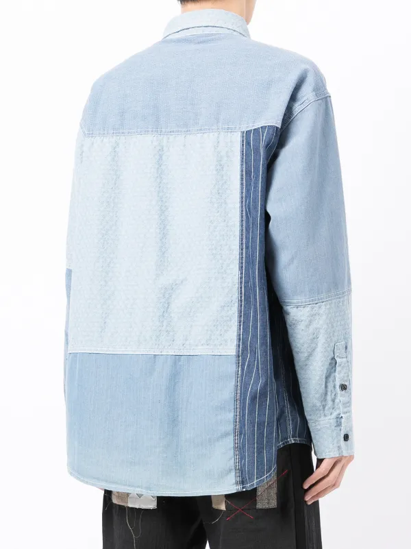 Giacca-camicia denim patchwork Farfetch Abbigliamento Camicie Camicie denim Blu 