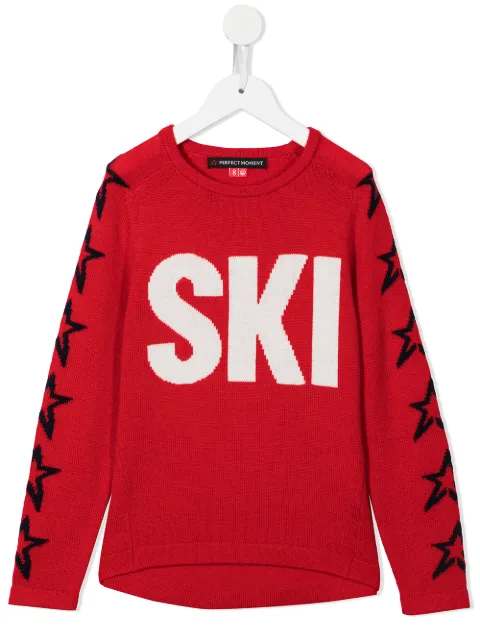 Perfect Moment Kids Ski-print crew neck jumper