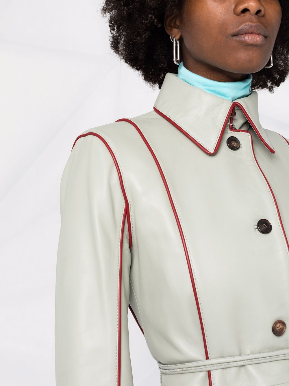 фото Saks potts contrasting trim leather trench coat