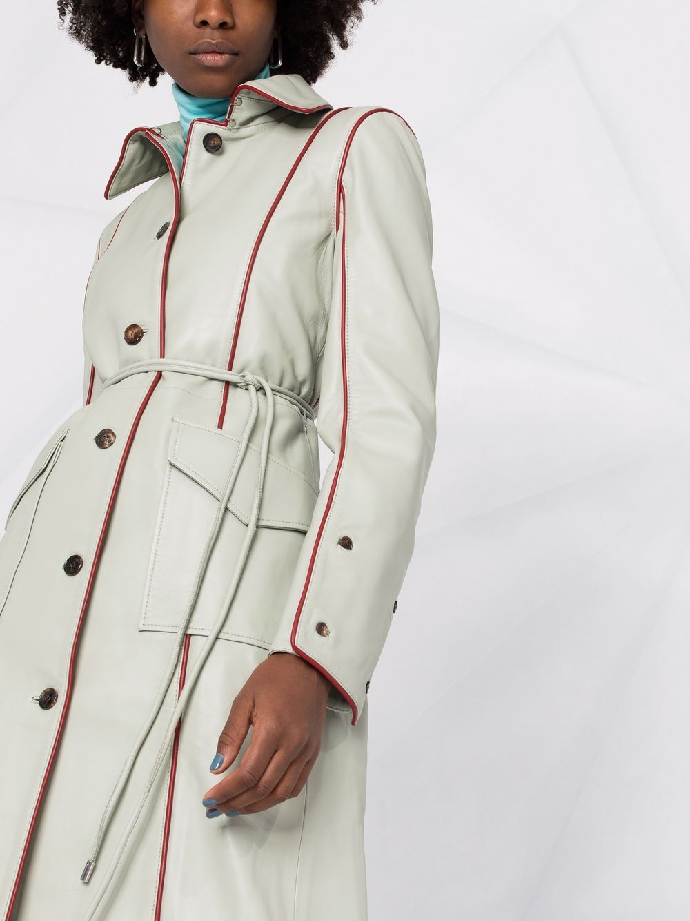 фото Saks potts contrasting trim leather trench coat