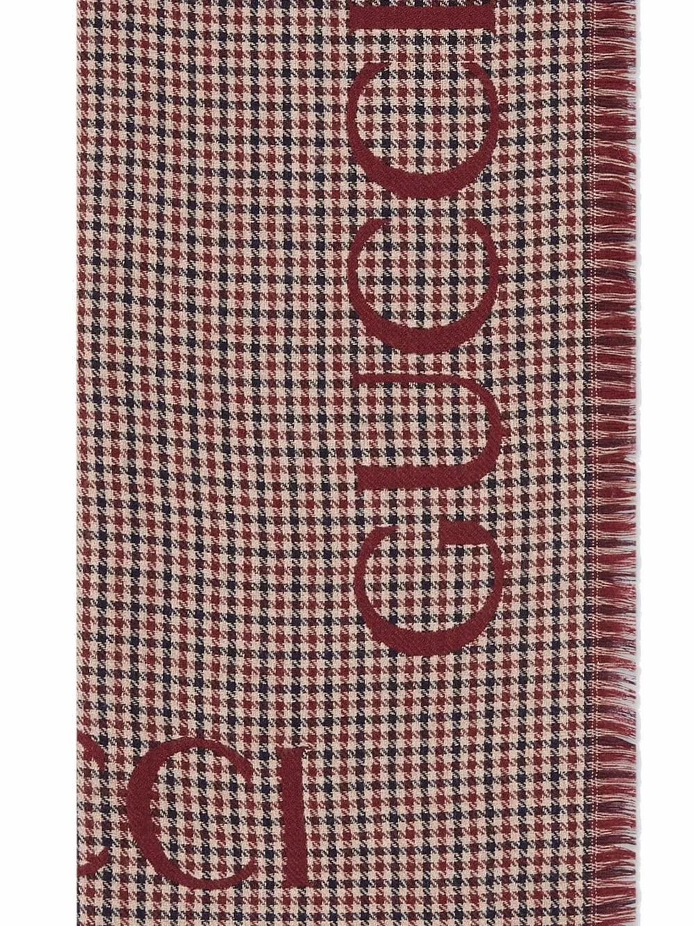 Gucci Script Checked Scarf In Braun