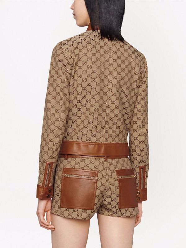 Gucci Canvas-Leather Logo Blazer