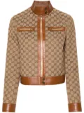 Gucci GG-canvas leather-trim jacket - Neutrals