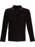 Emporio Armani embroidered-logo long-sleeved polo shirt - Black