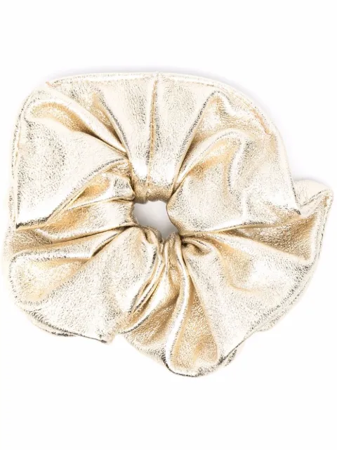 Manokhi metallic ruched leather hair scrunchie