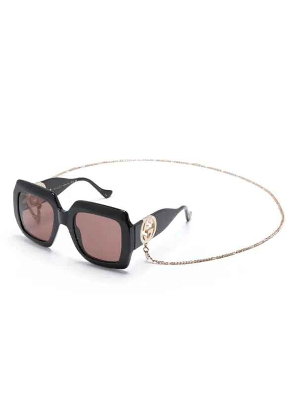 Gucci Eyewear Interlocking G square-frame Sunglasses | Black