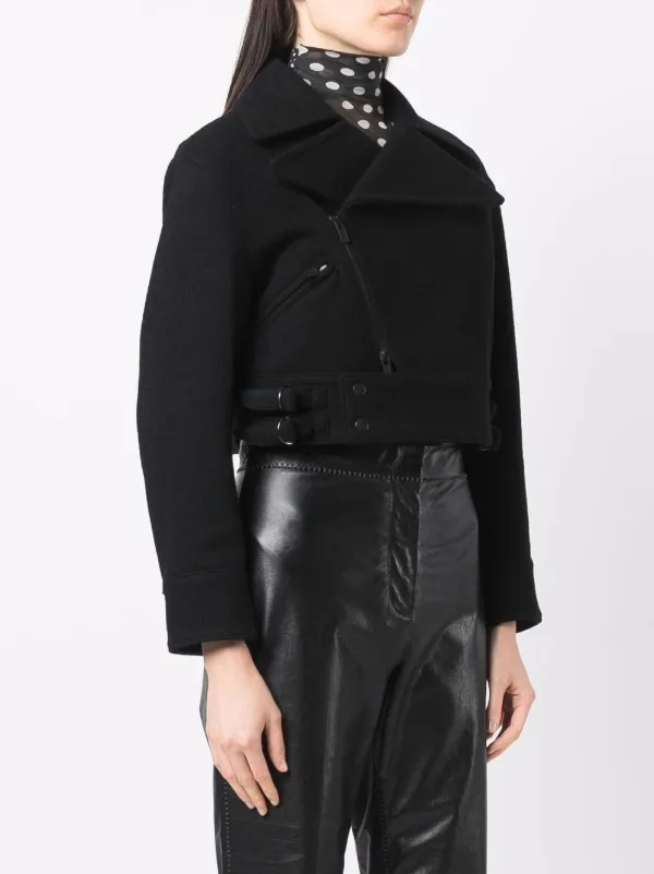 Yohji Yamamoto cropped wool-blend biker 