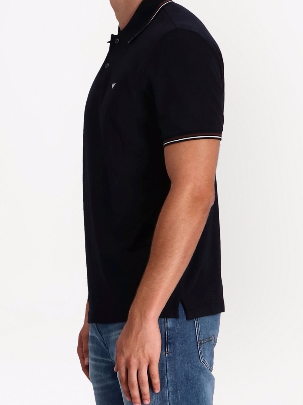 Shop Emporio Armani Embroidered-logo Short-sleeved Polo Shirt In Blue
