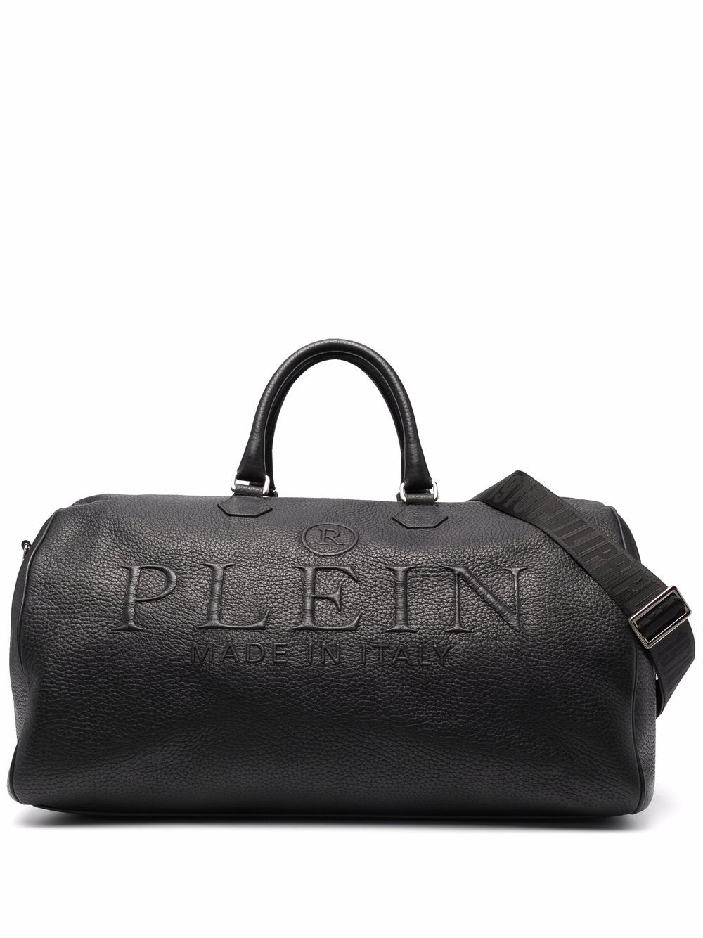 Mens Bags Duffel bags and weekend bags Philipp Plein Pebbled Leather Logo Holdall in Black for Men 