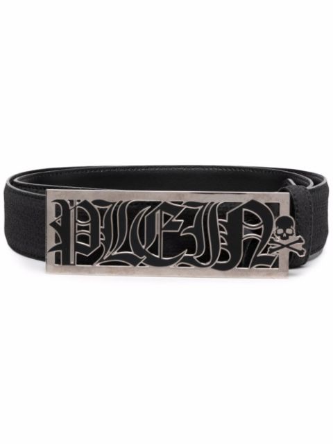 Philipp Plein logo-plaque leather belt Men