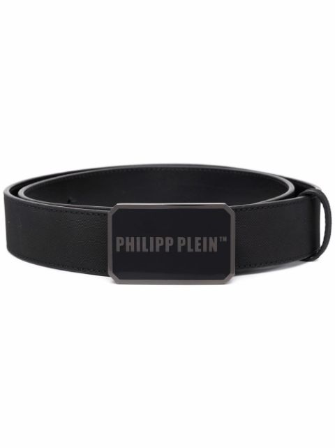 Philipp Plein logo-plaque leather belt Men