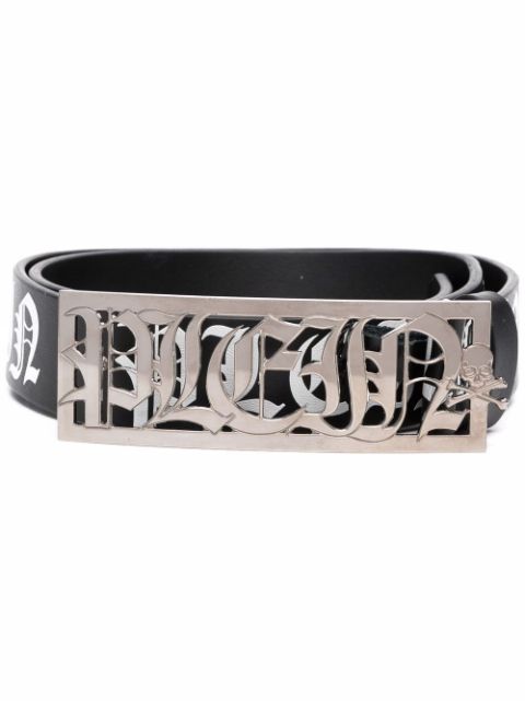 Philipp Plein logo-plaque leather belt Men