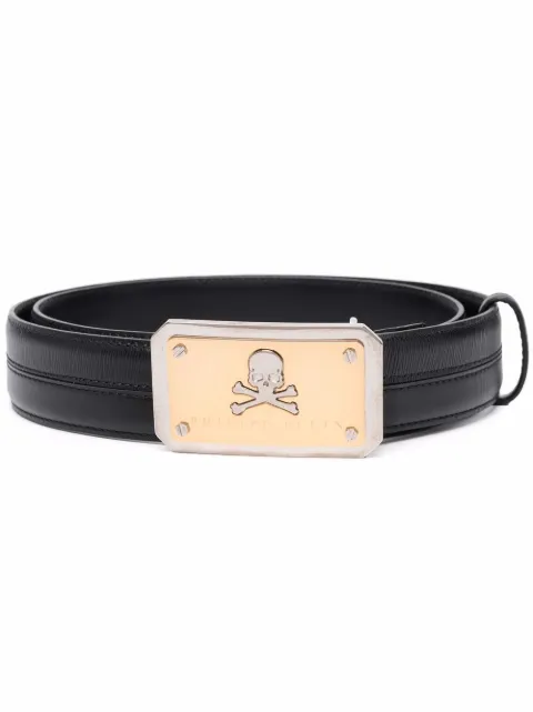 Philipp Plein skull-plaque leather belt Men