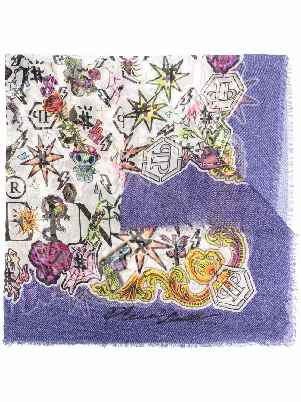 Philipp Plein шелковая шаль с графичным принтом