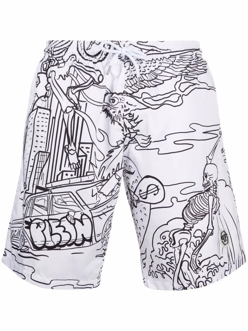 

Philipp Plein skeleton-print swim shorts - White