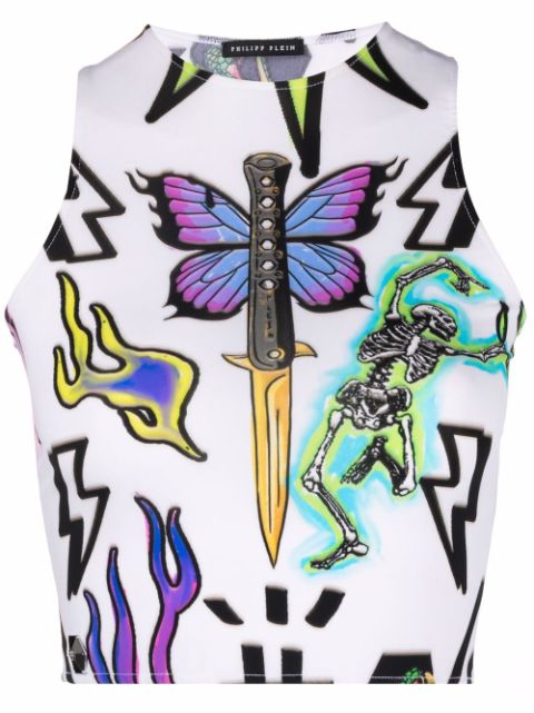 Philipp Plein monogram tattoo crop top Women