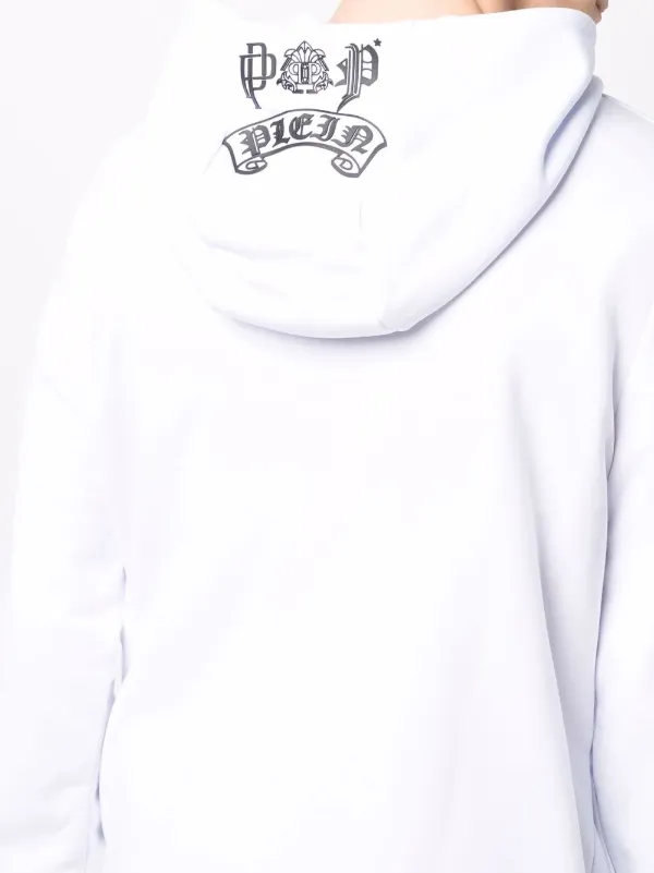 Philipp Plein graphic-print long-sleeve Hoodie | White