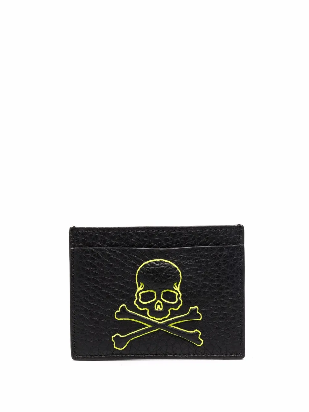 

Philipp Plein skull-print leather credit card holder - Black