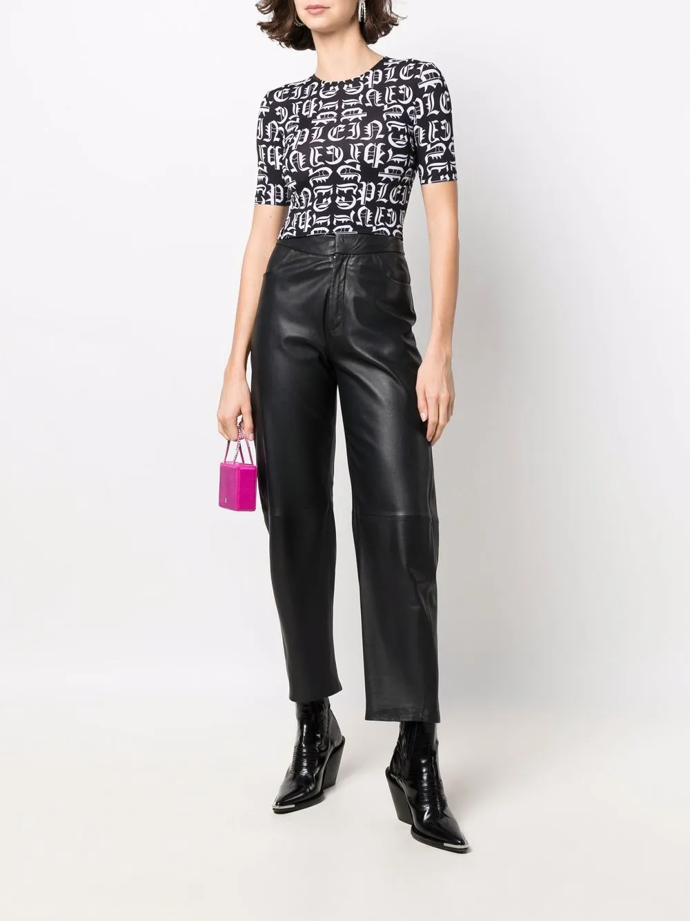 фото Philipp plein укороченная футболка gothic plein с круглым вырезом